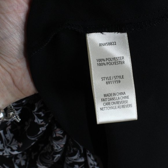 NEW Max Studio Black 100% Polyester Floral Cold Shoulder Sleeves Dress Size M - Picture 7 of 11